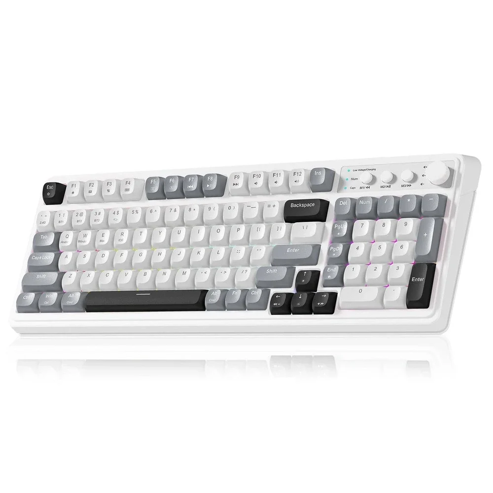 AULA S99 Wireless Gaming Keyboard 99 Key Number Pad White Gray RGB Backlight